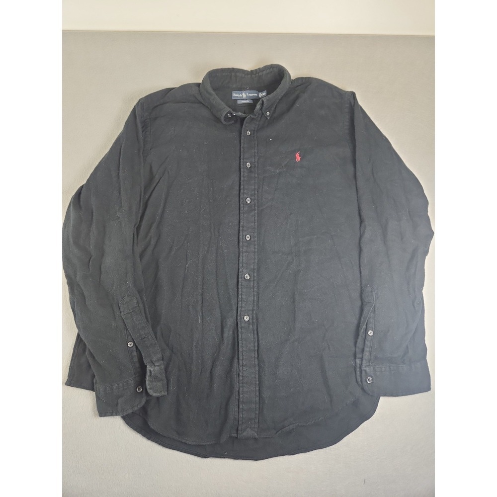 Polo Ralph Lauren Vintage Mens Black Long Sleeve Shirt Size 2XL